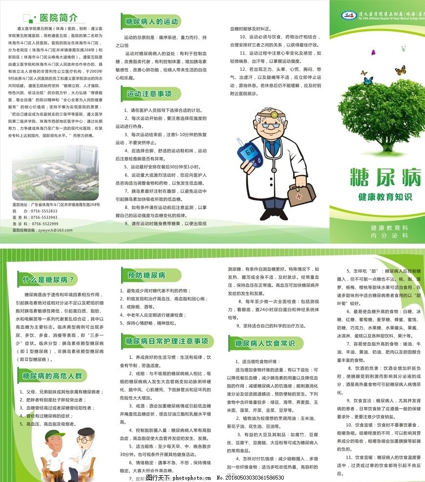 糖尿病健康教育知識折頁宣傳單 掌握健康管理，科學咨詢守護健康